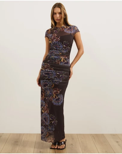 Atmos&Here - Elsie Mesh Cap Sleeve Maxi Dress
