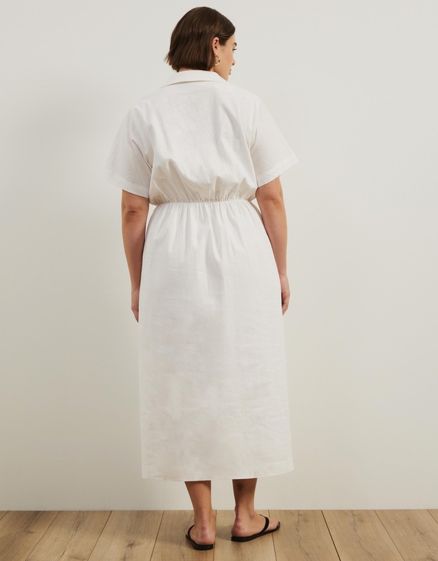 Atmos&Here Curvy - Remi Linen Blend Midi Shirt Dress
