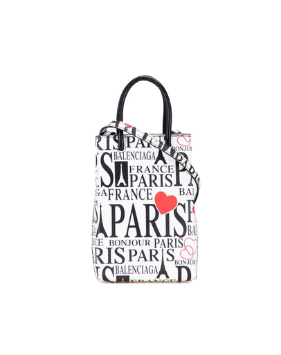 Pre-Loved by Azura Reborn - Pre-Loved Mini Calfskin Bonjour Paris Shopping Phone Holder