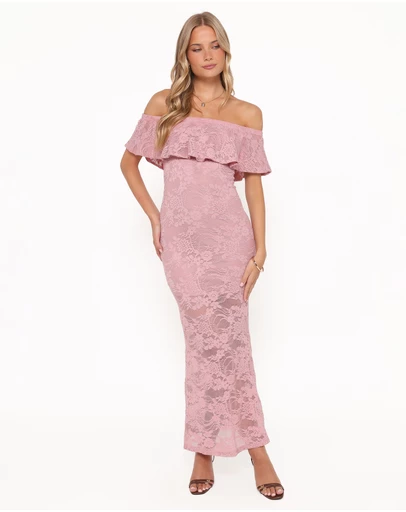 Petal & Pup - Mirelle Off Shoulder Lace Maxi Dress - Pink