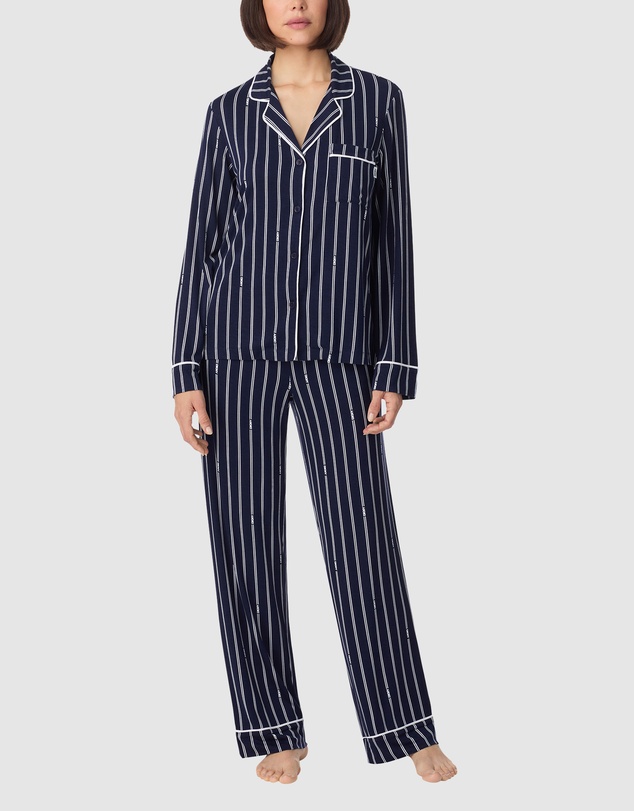 DKNY - Viscose Jersey Button-Up Long Sleeve Long Pyjama Set