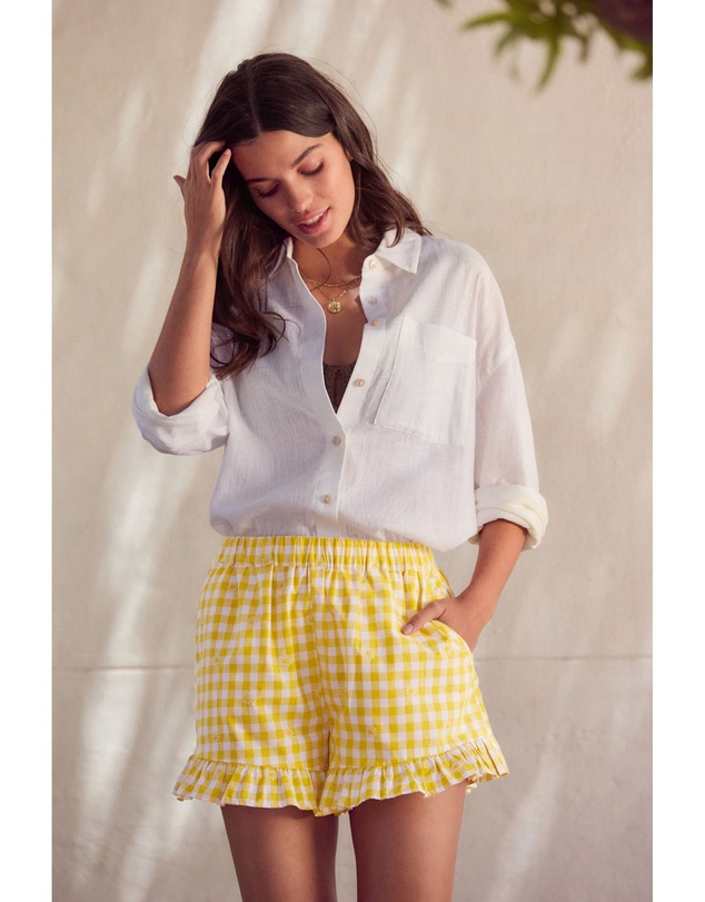 NEXT - 100% Cotton Embroidered Gingham Boy Shorts