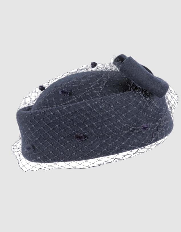 Max Alexander - Felt Navy Pillbox Hat With Veil