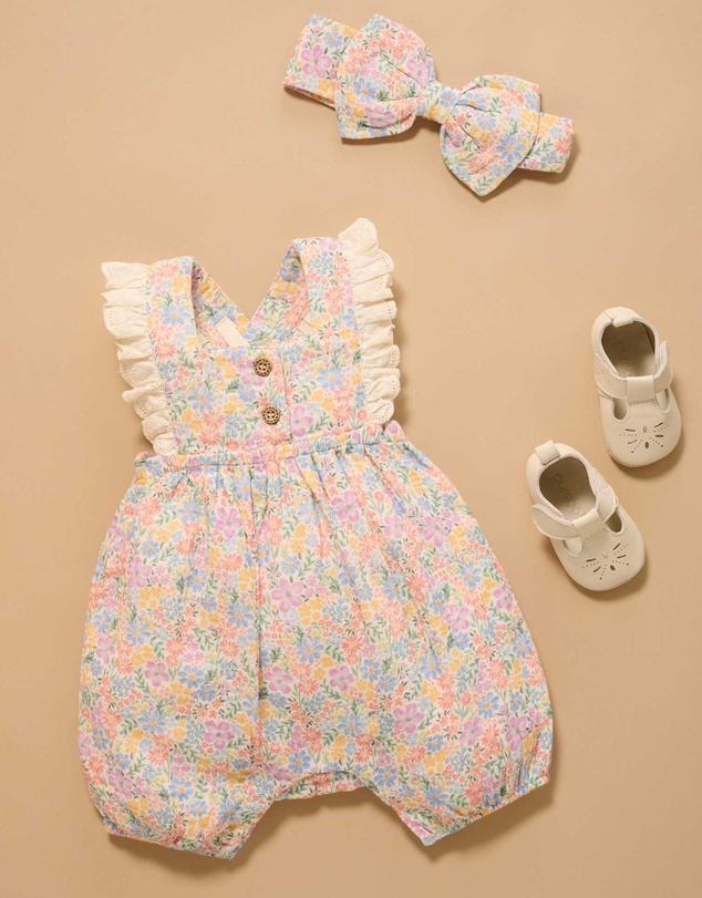 Purebaby - Floral Romper -Kids-Babies