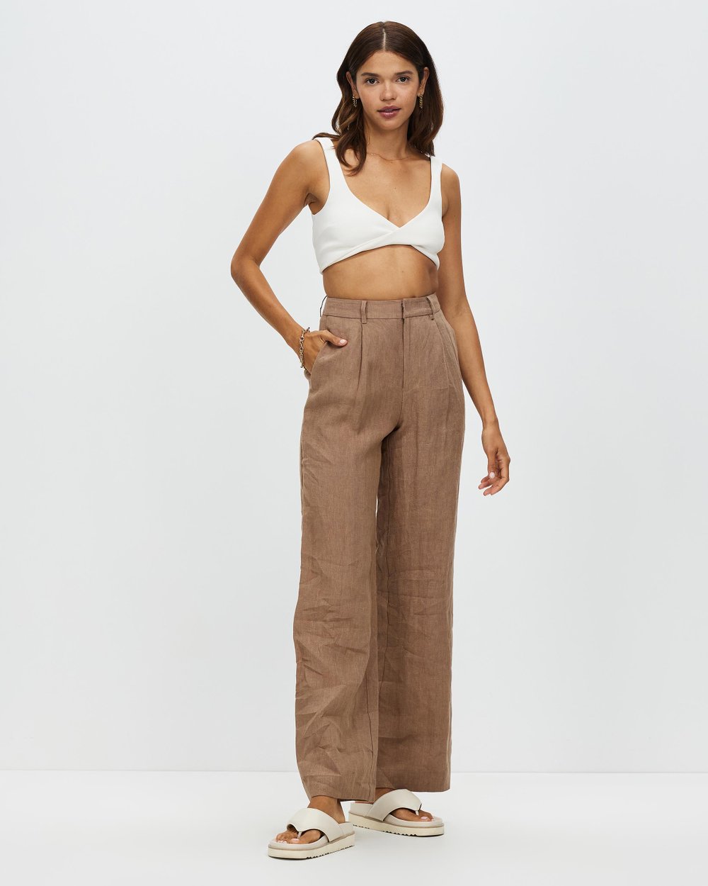 Straight Leg Linen Pants by AERE Online | THE ICONIC | Australia