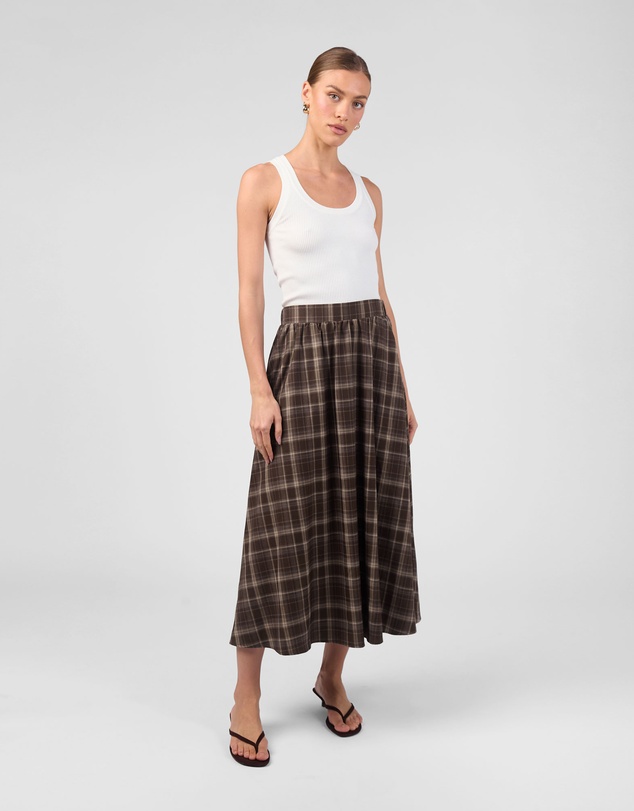 MVN - Plaid Midi Skirt