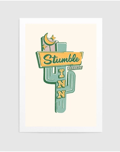 Olive et Oriel - Stumble Inn Southwestern Roadside Motel by The Whiskey Ginger Art Print