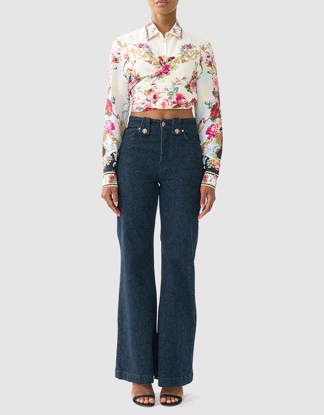 Camilla - Cropped Wrap Shirt With Tie