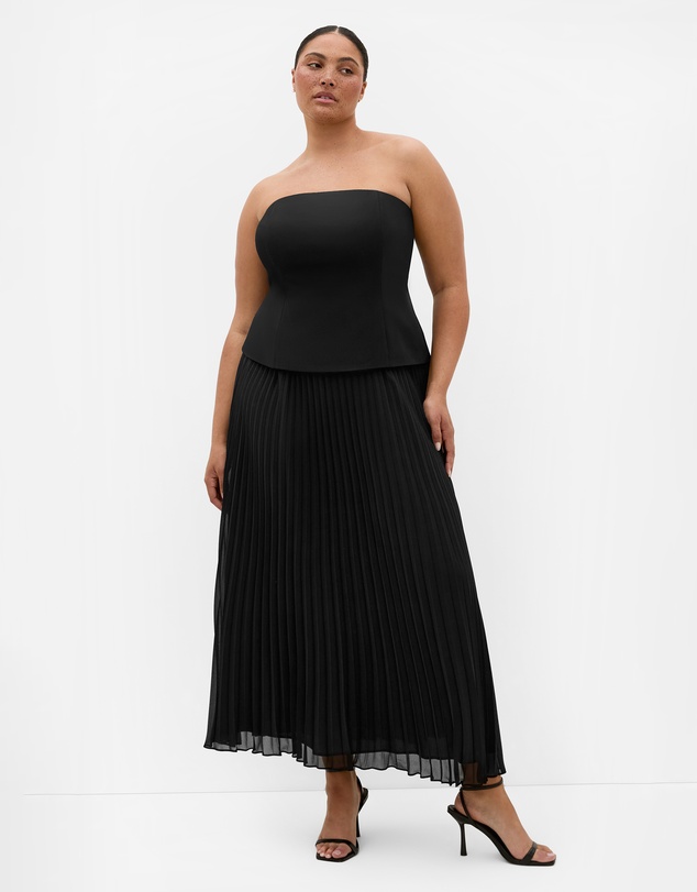 City Chic - Loretta Strapless Pleat Maxi Dress