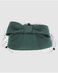 Max Alexander - Felt Green Pillbox Hat With Veil