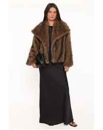 Petal & Pup - Carmie Fur Collared Jacket - Brown