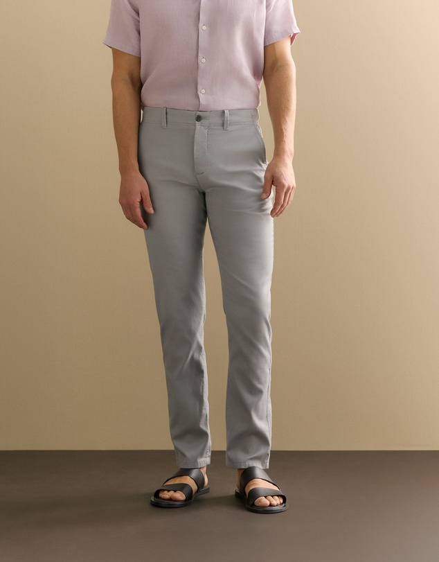 Trenery - Stretch Cotton Dobby Pant in Lake Grey