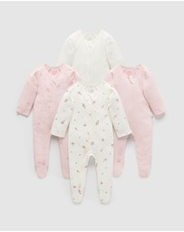 Purebaby - 4 Pack Zip Growsuit-Babies