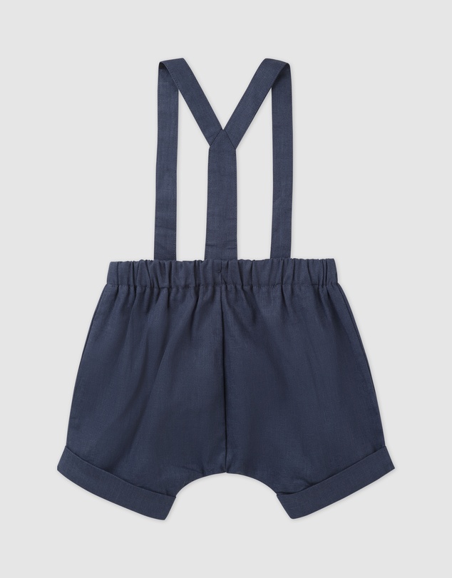 Designer Kidz - Finley Linen Suspender Shorts