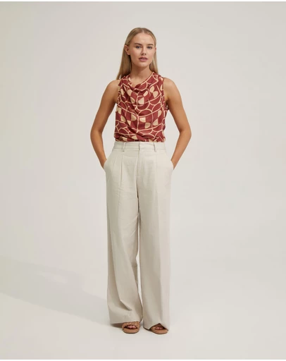 Oxford - Angelica Geo Print Soft Neck Top