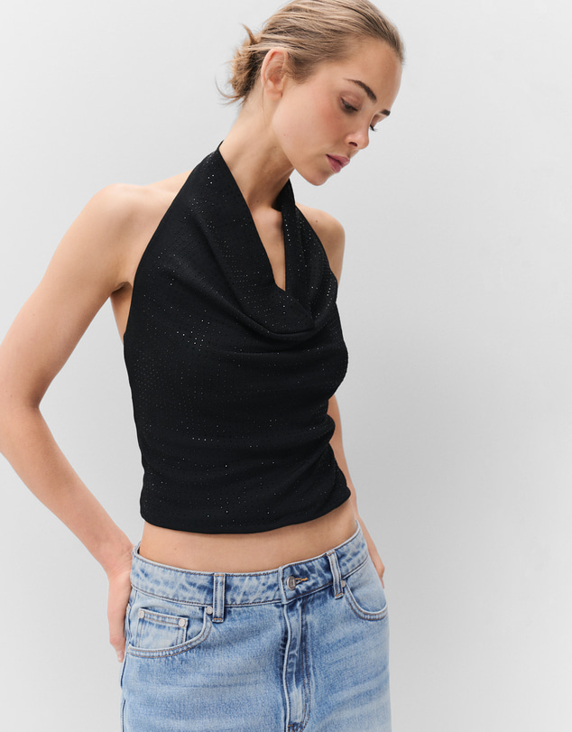 UNISON - Metallic Cowl Neck Top