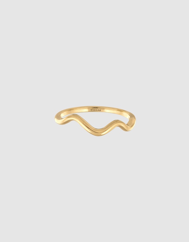 Elli Jewelry - Wave Band Ring in Gold-Plated 925 Silver