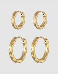 Elli Jewelry - Earrings Hoops Set 925 Sterling Silver Gold-Plated