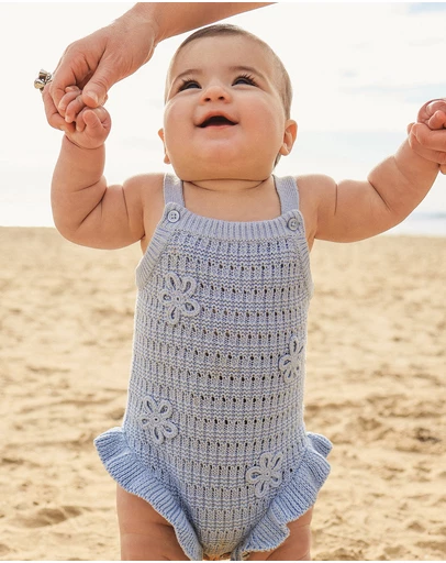Kynd Baby - Crochet Romper in Blue