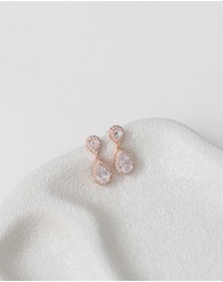 The White Collection - Sophie - Classic Double Teardrop Rose Gold Bridal Earrings