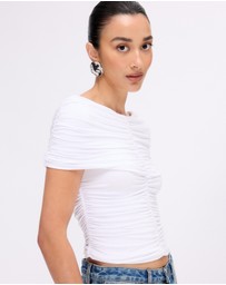 Minima Esenciales - Saffron Jersey Ruched Top
