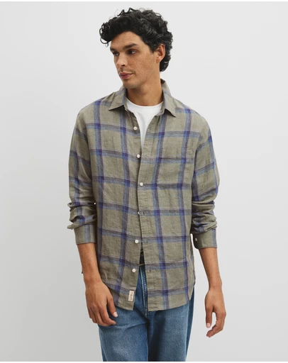 Country Road - Regular Fit Linen Windowpane Check Shirt