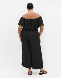 City Chic - Plus size Emery Off Shoulder Jumpsuit - black
