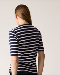 Trenery - Cotton Stripe Half Sleeve T-shirt in Night Sky