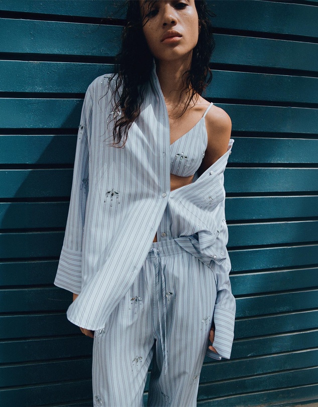 M.N.G - Striped Shirt With Rhinestone Detail