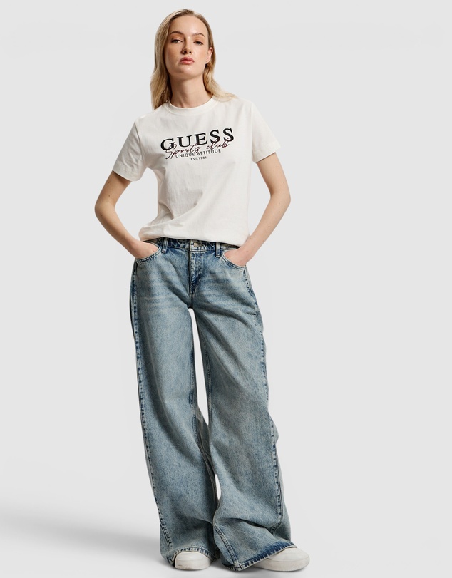 GUESS Originals - GUESS Originals Mid Rise Side Pleat Wide Leg Jeans
