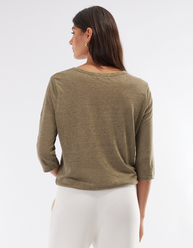 Amelius - Bronte Linen Three Quarter Jersey Top
