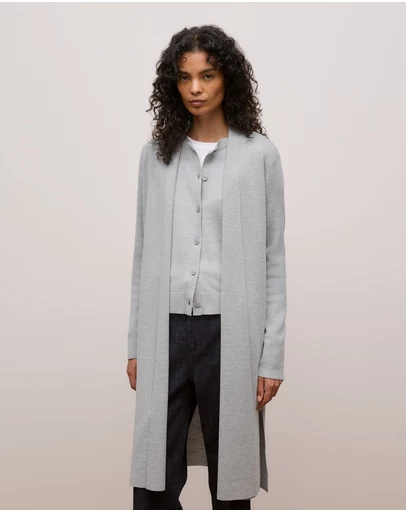 Trenery - Merino Longline Cardigan in Grey Marle