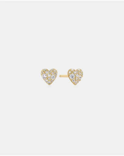 Ania Haie - Ania Haie Gold Pave Heart Stud Earrings