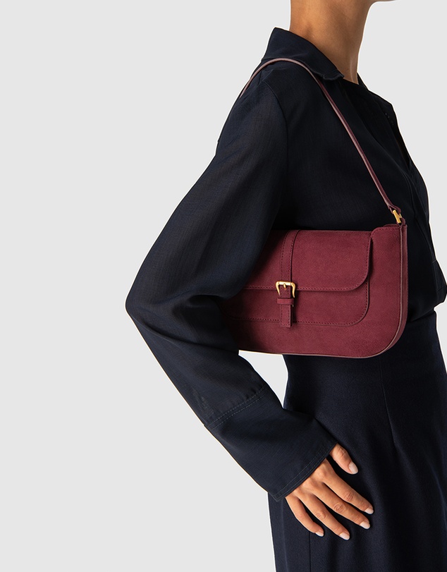 By Far - Miranda Sour Cherry Suede Leather Bag