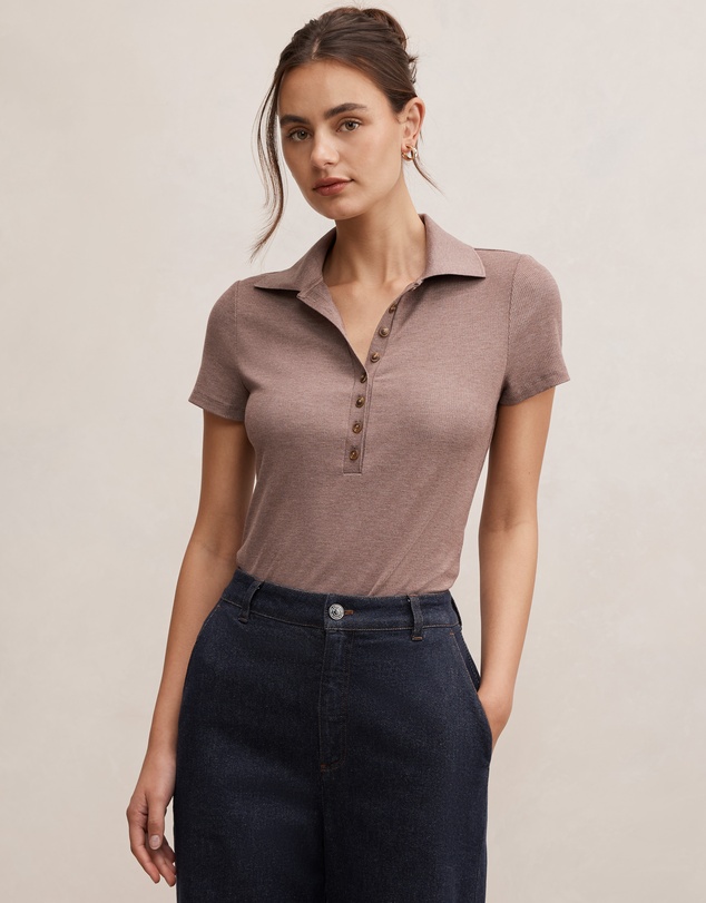 Forever New - Aaliyah Ribbed Polo Top