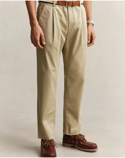 Gant - Pleated Cotton Twill Chinos