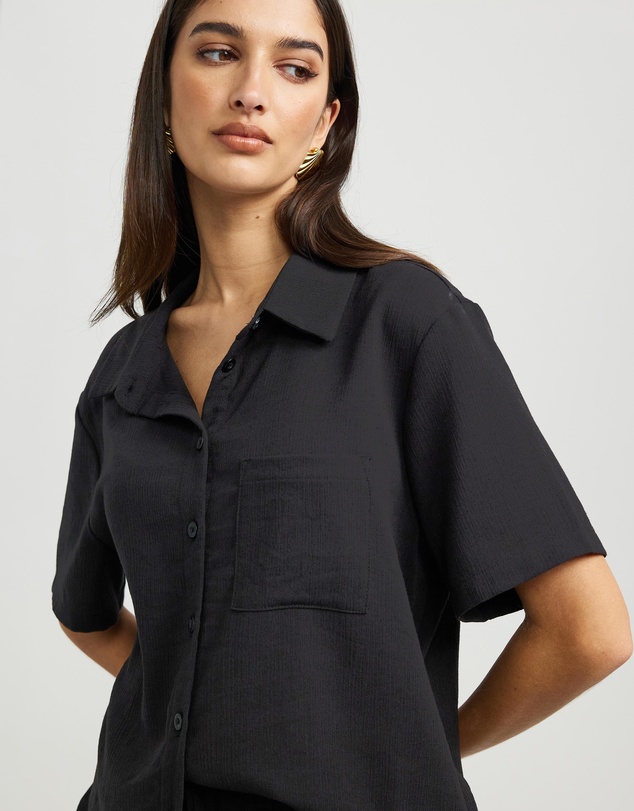 Dazie - Summer Plans Linen Blend Button-Up Shirt