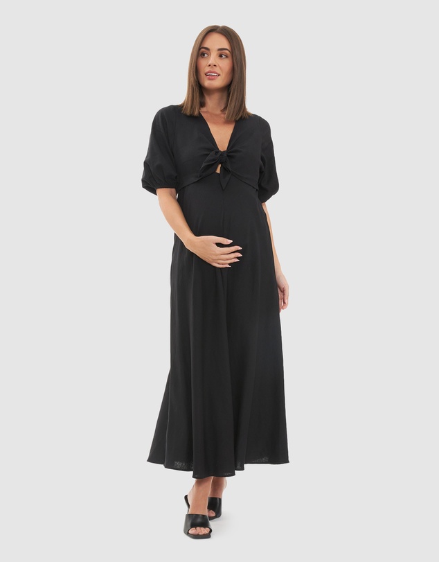 Ripe Maternity - Camille Tie Front Linen Dress
