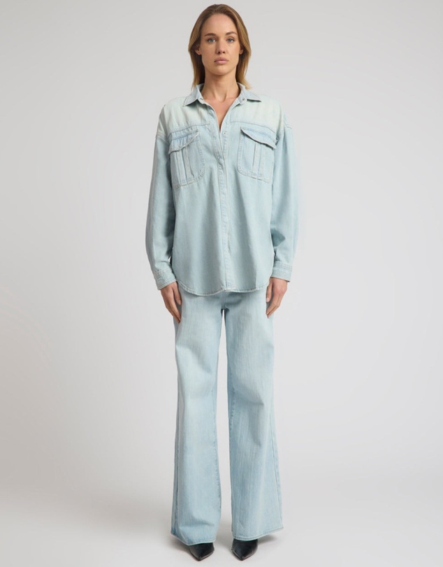 ONE TEASPOON - Daydream Oversized Denim Shirt - Sea Mist Blue