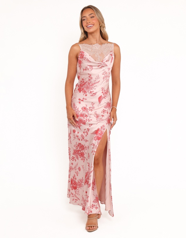 Petal & Pup - Evana Lace Maxi Dress - Red Floral