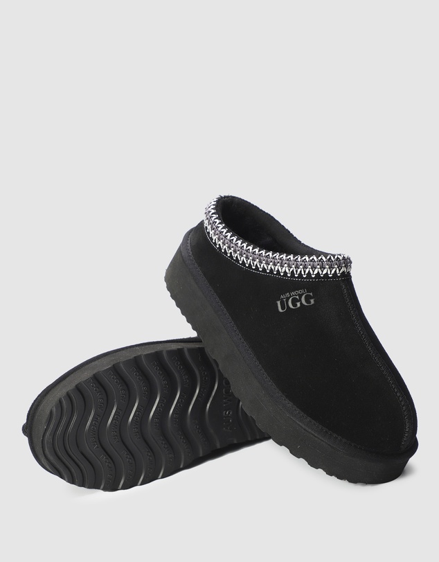 AusWooli Ugg Boots - Mentone Sheepskin Wool Ankle Braid Platform Slippers
