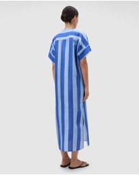 Oroton - Slub Silk Stripe Column Dress