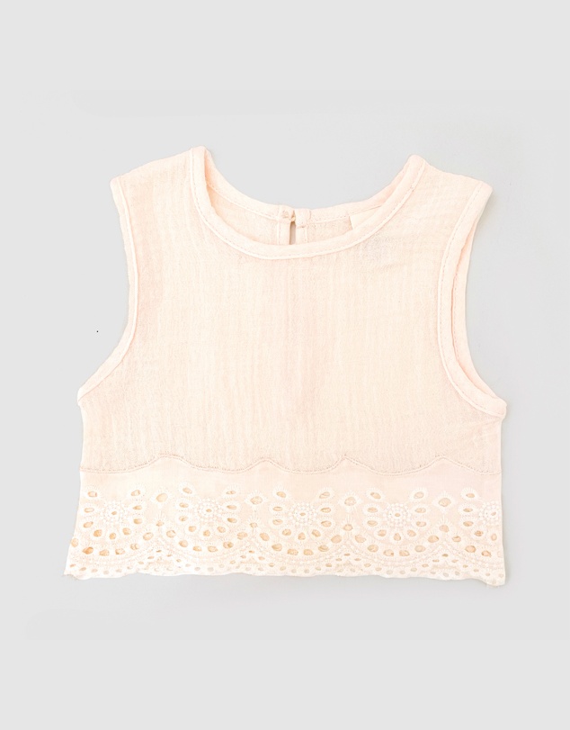WITH LOVE FOR KIDS - Cotton Muslin Lace Top - Babies - Kids