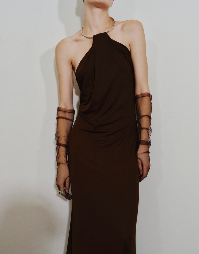 M.N.G - Fine-Knit Dress With Choker Collar