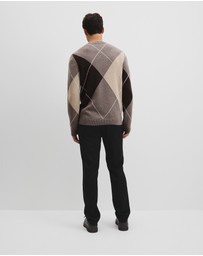 Country Road - Merino Wool Argyle Crew Neck Knit