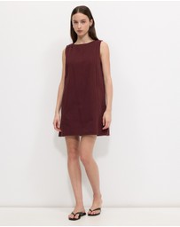 Calli - Ruby Cotton Twill Shift Dress