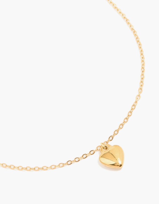 Lovisa - Waterproof Gold Plated Stainless Steel Puffy Heart Pendant Necklace