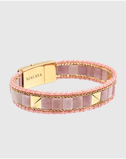 Nialaya Jewellery - Rhodonite Stud Bracelet