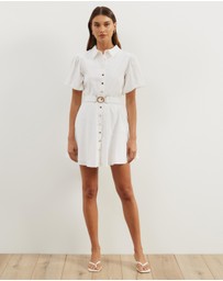 Atmos&Here - Kirrie Linen Blend Belted Mini Dress
