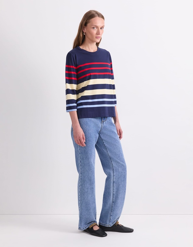 Sportscraft - Multi Stripe Half Sleeve Mercerised Tee